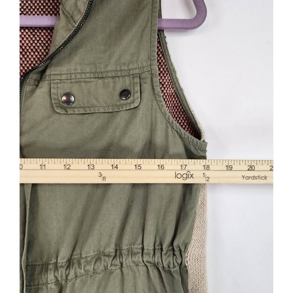 Blue Pepper Vest Womens Medium Green Cinched Southwestern Aztec Cargo Sweater - Picture 7 of 12